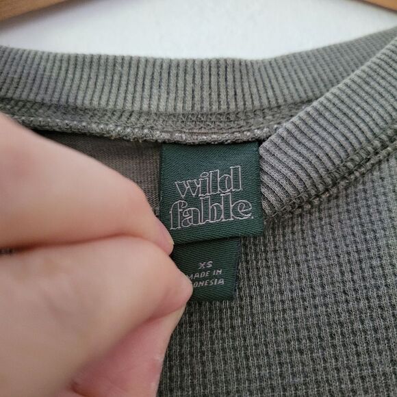 Wild Fable Army Green Top Waffle Weave XS Pocket - Picture 4 of 7